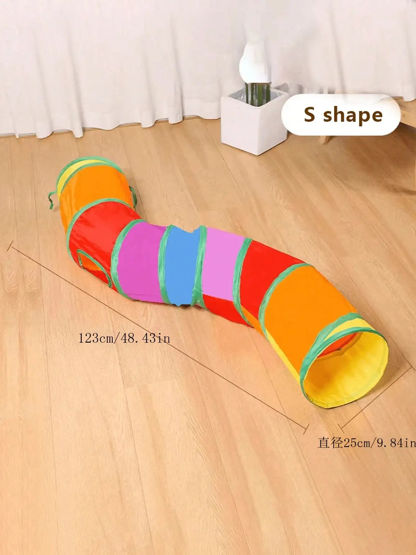 Foldable S-Shape Cat Tunnel - Dual-Way Play Toy for Cats/Kittens/Rabbits