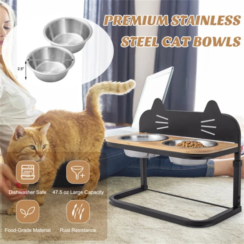 Pet Feeder With 2 Stainless Steel Bowls Adjustable Height For Cats And Small And Medium Dogs Premium Stainless Steel Dog Bowls