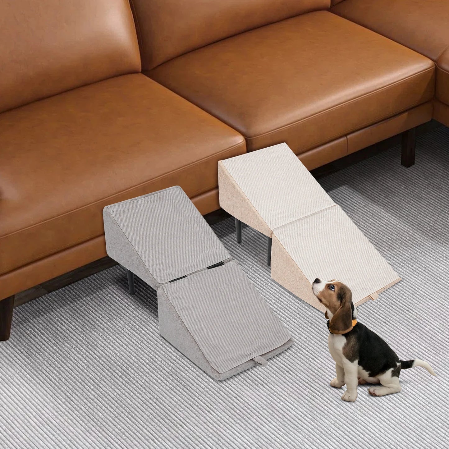 Split Pet Ramp 2 in 1 Lightweight Folding Pet Ramps Stairs Folding Dog Stairs for Bed and Sofa Ideal for Small Dogs and Cats