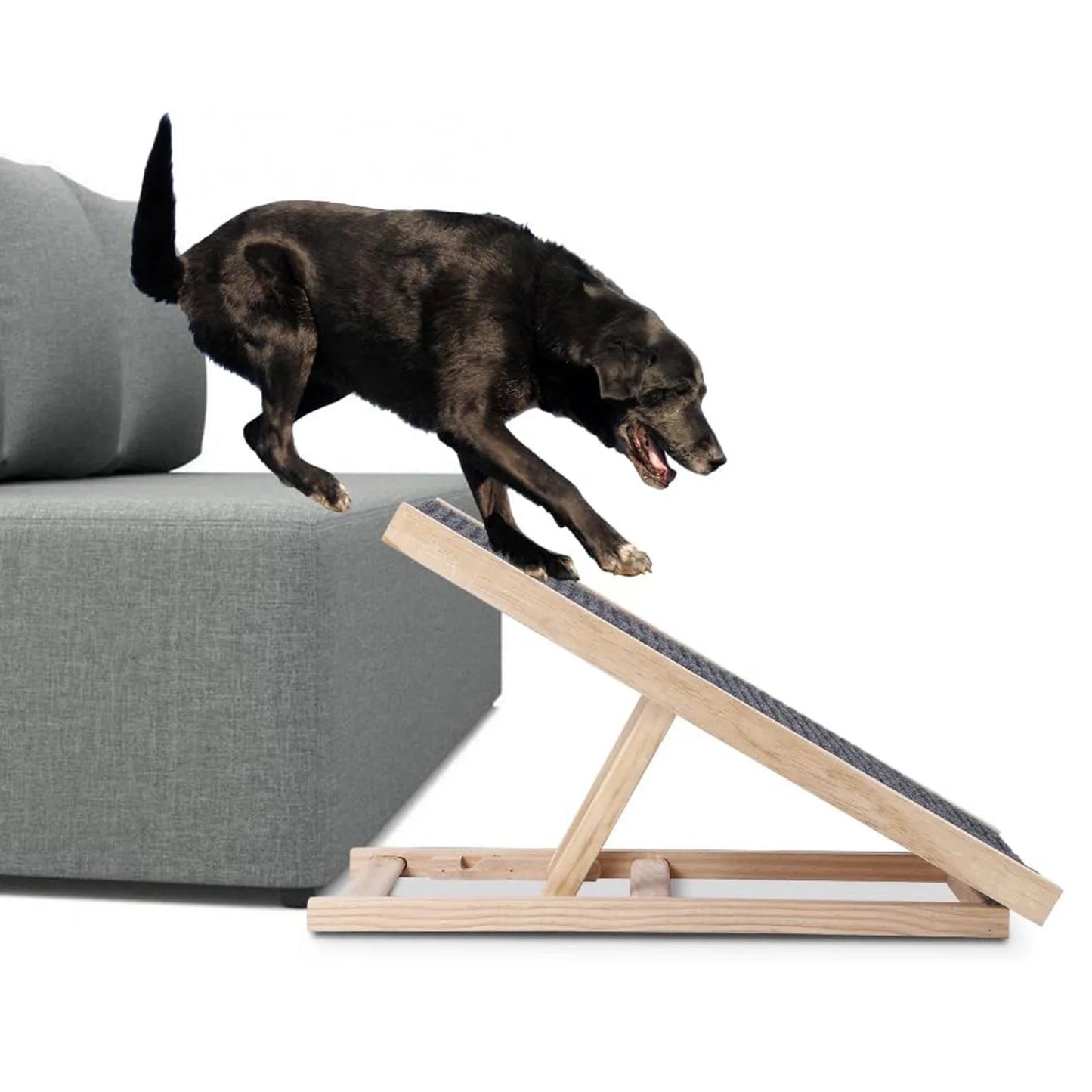 Wooden Pet Dog Safety Ramp Ladder Lightweight Folding Portable Anti-skid Adjustable 2 Height Climbing Ladder for Dogs and Cats