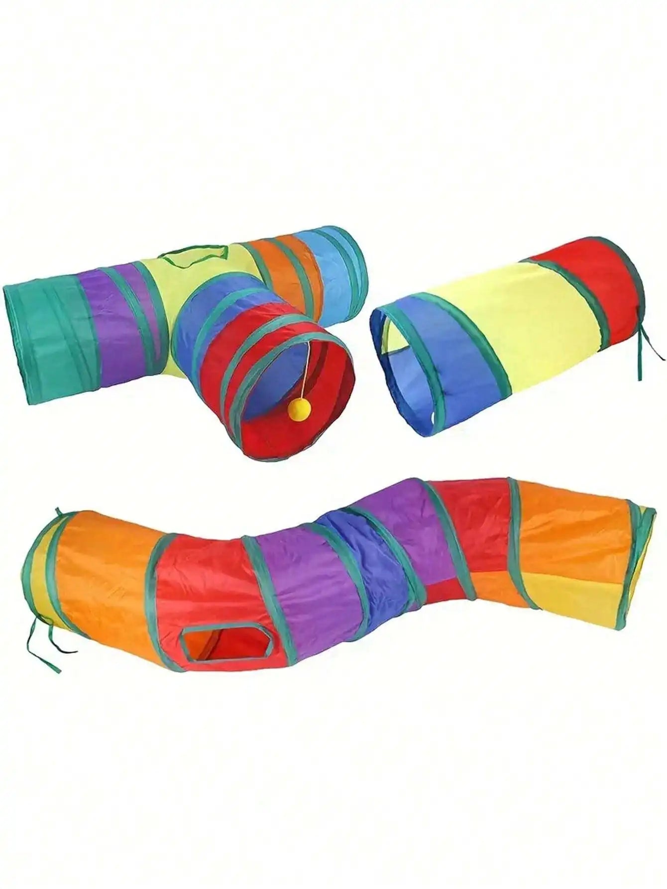 Foldable S-Shape Cat Tunnel - Dual-Way Play Toy for Cats/Kittens/Rabbits