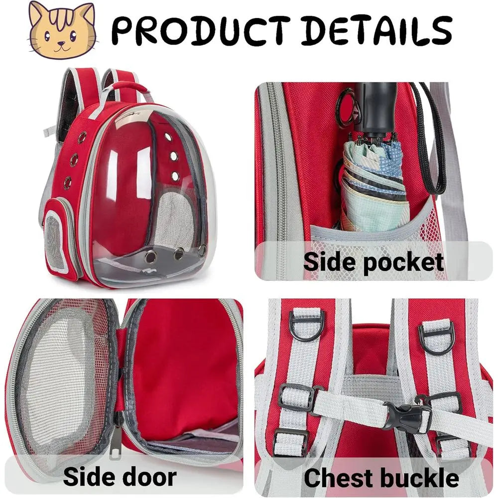 Pet Travel Backpack for Cats and Dogs, Airline Approved, Red