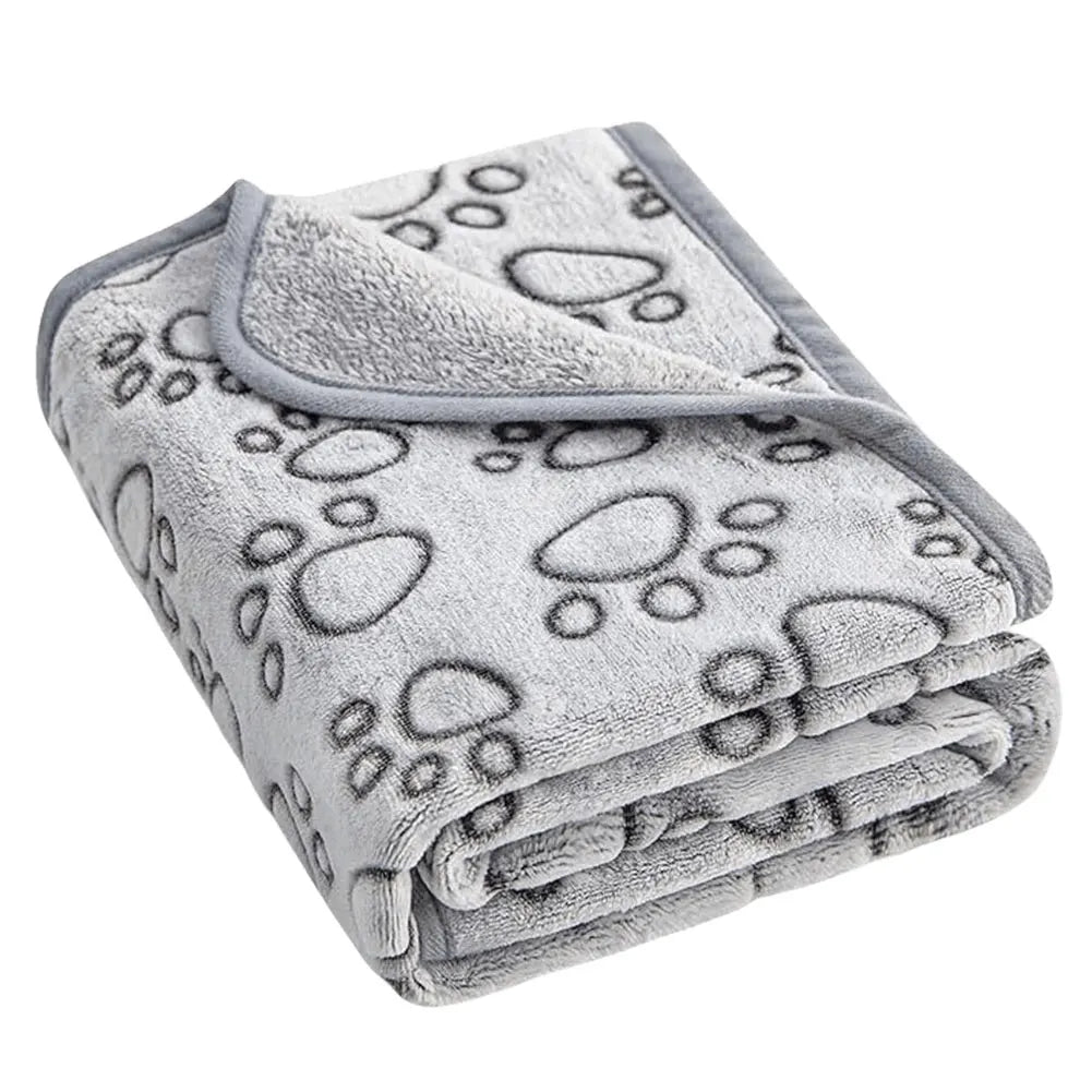 Flannel Puppy Blanket Paw Print for Dog Cat Soft Warm Blanket Washable Pet Throw for Sofa Bed Car Seat