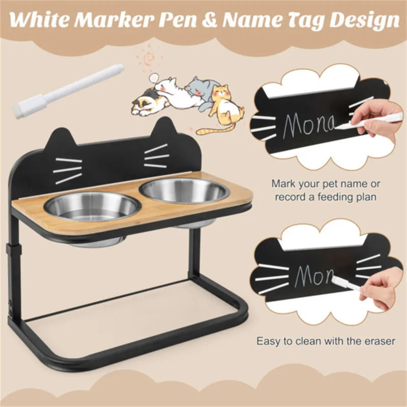 Pet Feeder With 2 Stainless Steel Bowls Adjustable Height For Cats And Small And Medium Dogs Premium Stainless Steel Dog Bowls