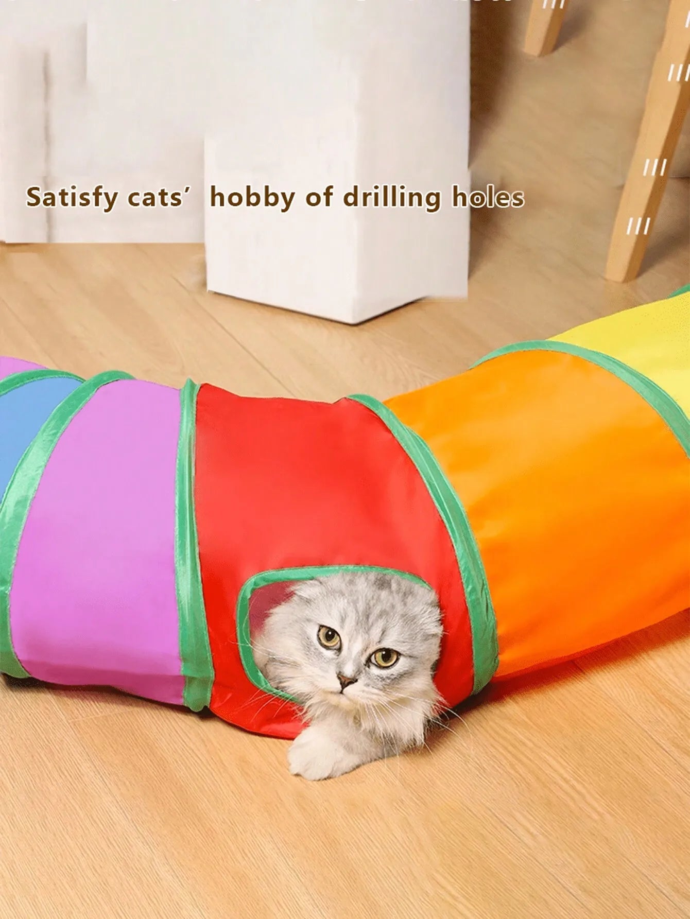 Foldable S-Shape Cat Tunnel - Dual-Way Play Toy for Cats/Kittens/Rabbits
