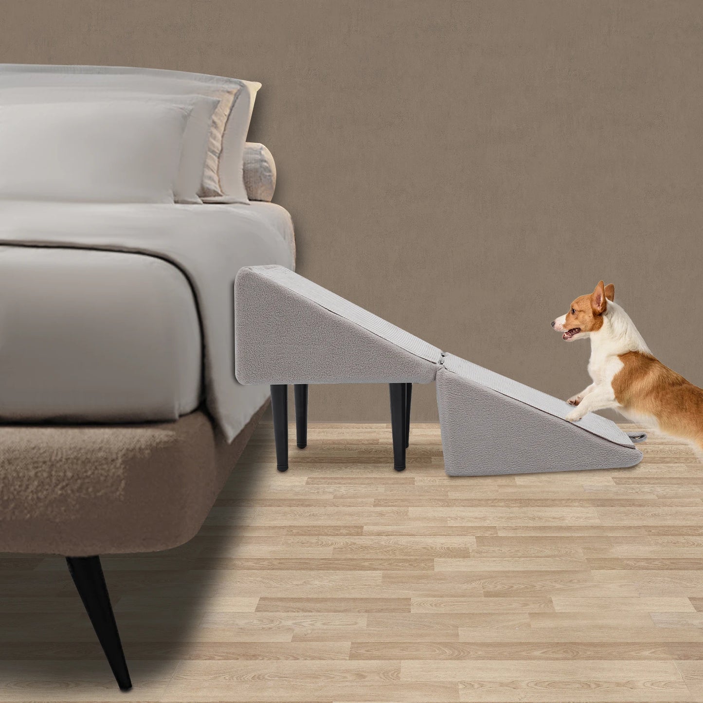 Split Pet Ramp 2 in 1 Lightweight Folding Pet Ramps Stairs Folding Dog Stairs for Bed and Sofa Ideal for Small Dogs and Cats