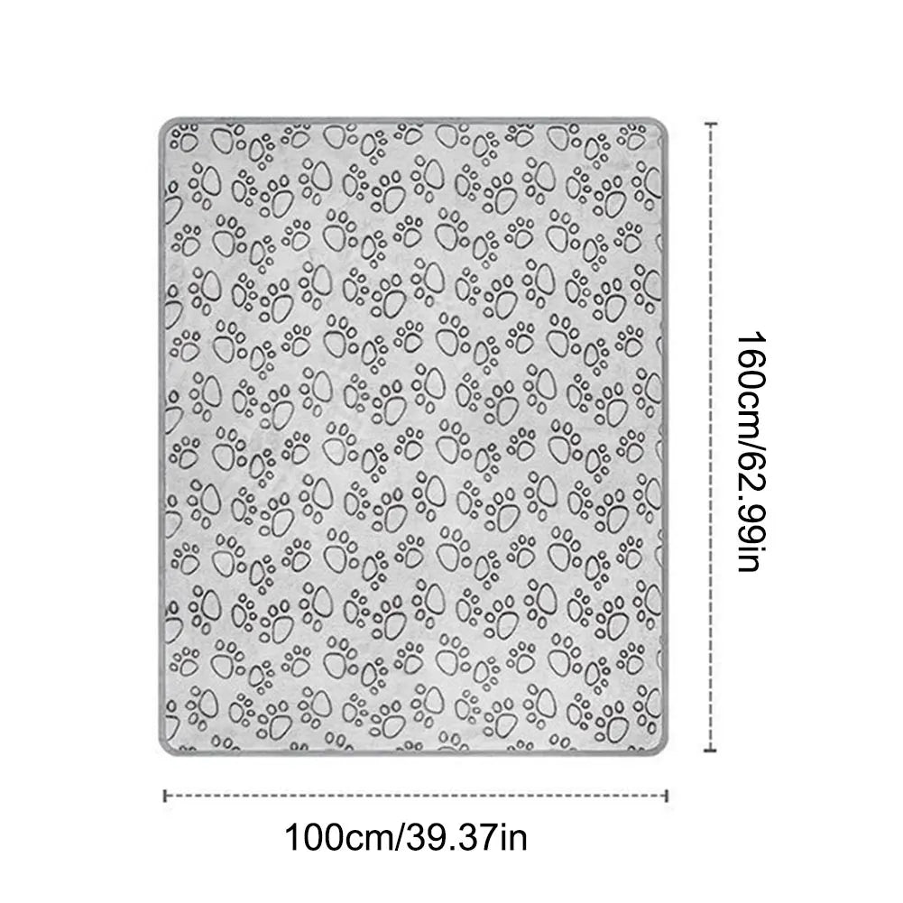 Flannel Puppy Blanket Paw Print for Dog Cat Soft Warm Blanket Washable Pet Throw for Sofa Bed Car Seat