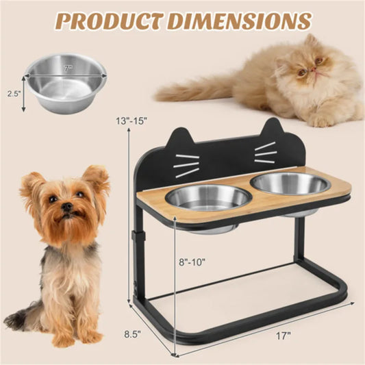 Pet Feeder With 2 Stainless Steel Bowls Adjustable Height For Cats And Small And Medium Dogs Premium Stainless Steel Dog Bowls