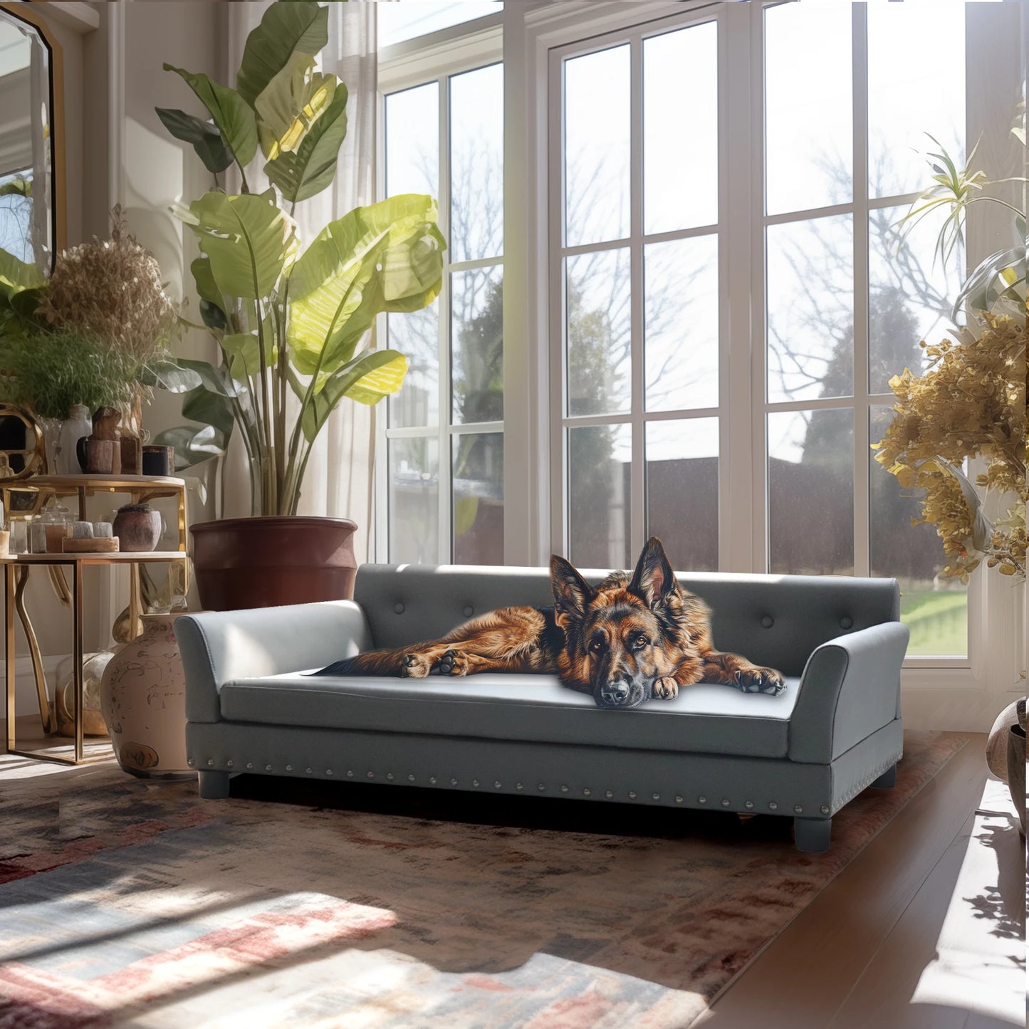 BINGOPAW Rectangle Pet Bed for Medium and Large Dogs, Durable Elevated Dog Sofa Bed, Comfortable Dog Couch, Modern Dog Sofa