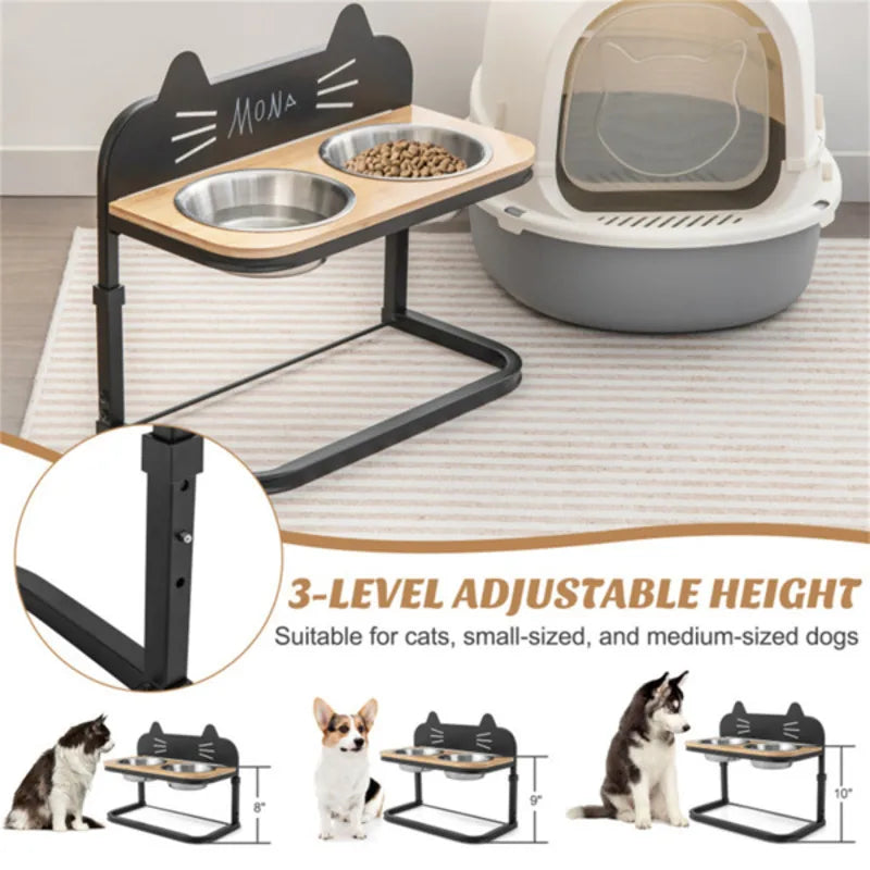 Pet Feeder With 2 Stainless Steel Bowls Adjustable Height For Cats And Small And Medium Dogs Premium Stainless Steel Dog Bowls