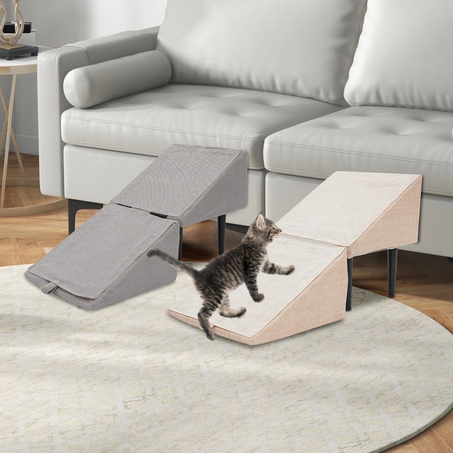 Split Pet Ramp 2 in 1 Lightweight Folding Pet Ramps Stairs Folding Dog Stairs for Bed and Sofa Ideal for Small Dogs and Cats