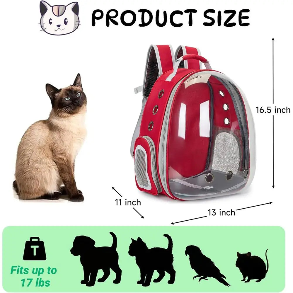 Pet Travel Backpack for Cats and Dogs, Airline Approved, Red