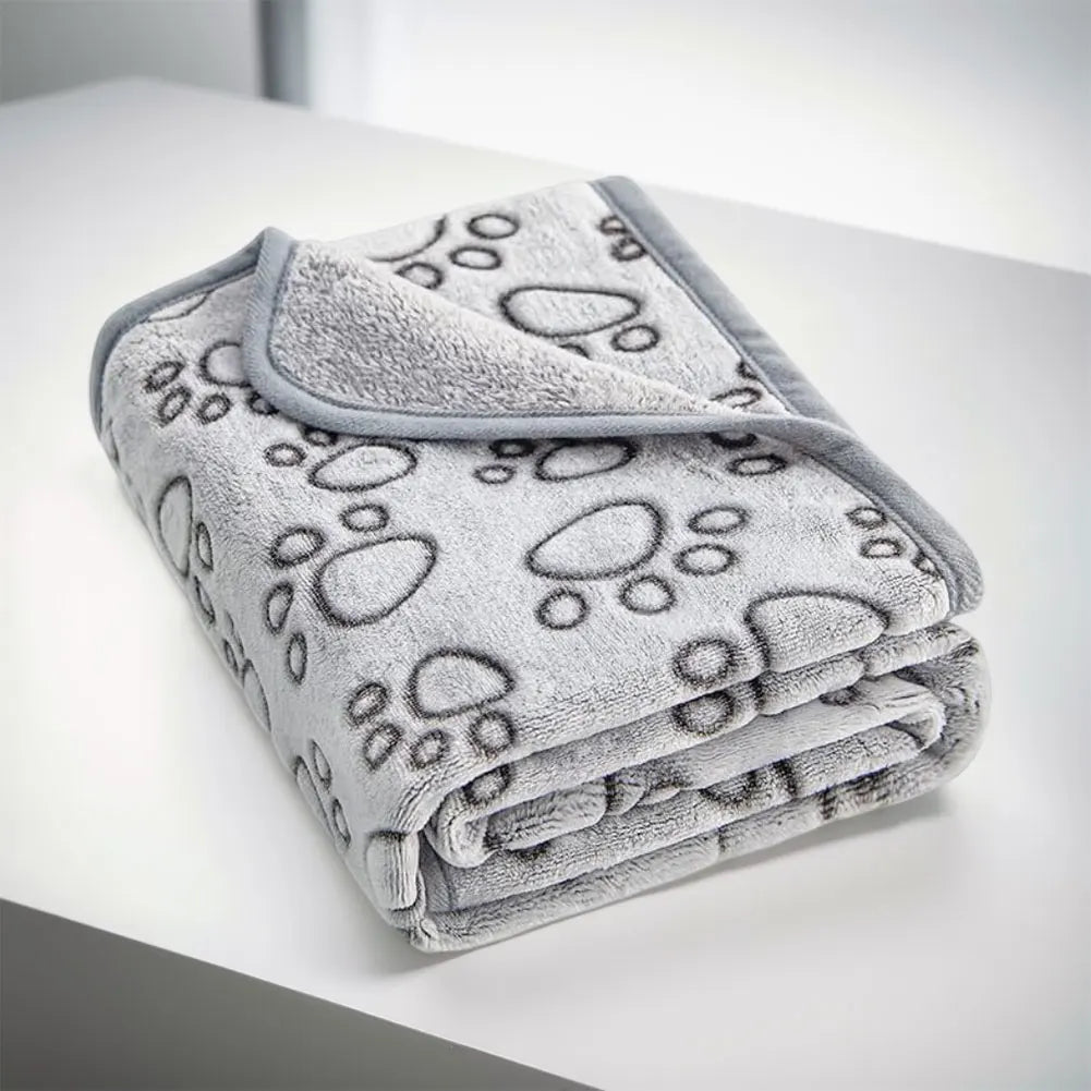 Flannel Puppy Blanket Paw Print for Dog Cat Soft Warm Blanket Washable Pet Throw for Sofa Bed Car Seat