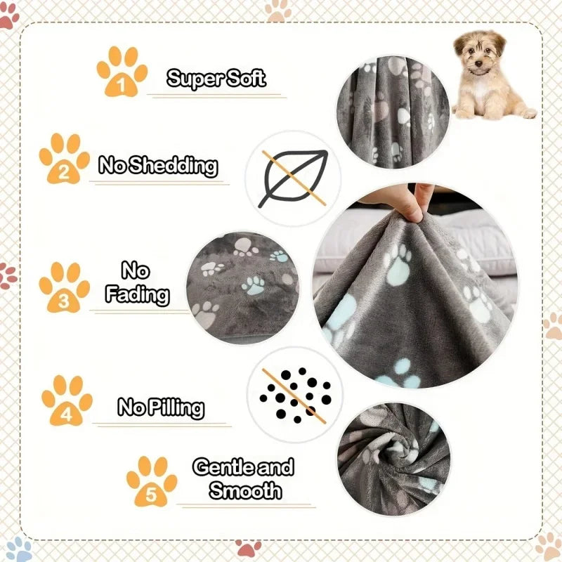 3PCS Soft Flannel Fleece Cat Dog Blanket Bed Mats Paw Foot Print Warm Pet Blanket Sleeping Beds Cover Mat For Pets Supplies